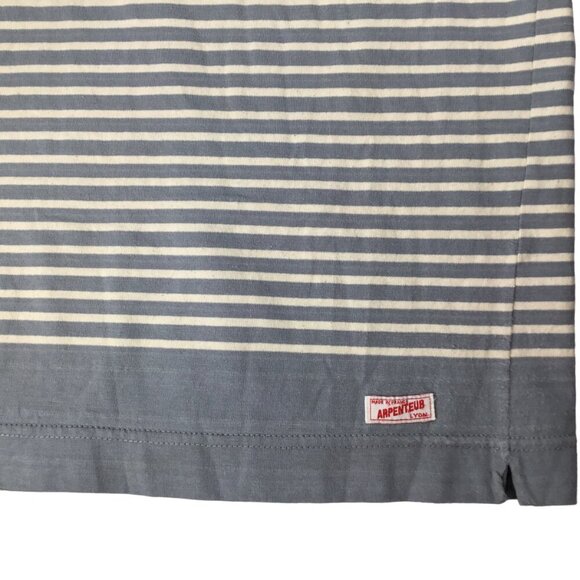 Arpenteur Top Shirt Mens XS France Pullover Striped 3/4 Sleeve Pocket Gray White - Picture 4 of 6